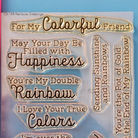 #44 - (3) Stamp Sets - Friendship Rainbow Hello Flowers Telephone Birthday - Picture 7 of 11